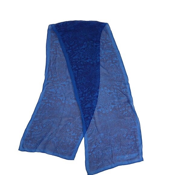 Anne Klein Sheer Animal Print Scarf Blue Mob Wife Elegant Chic Classic Timeless - Picture 2 of 8